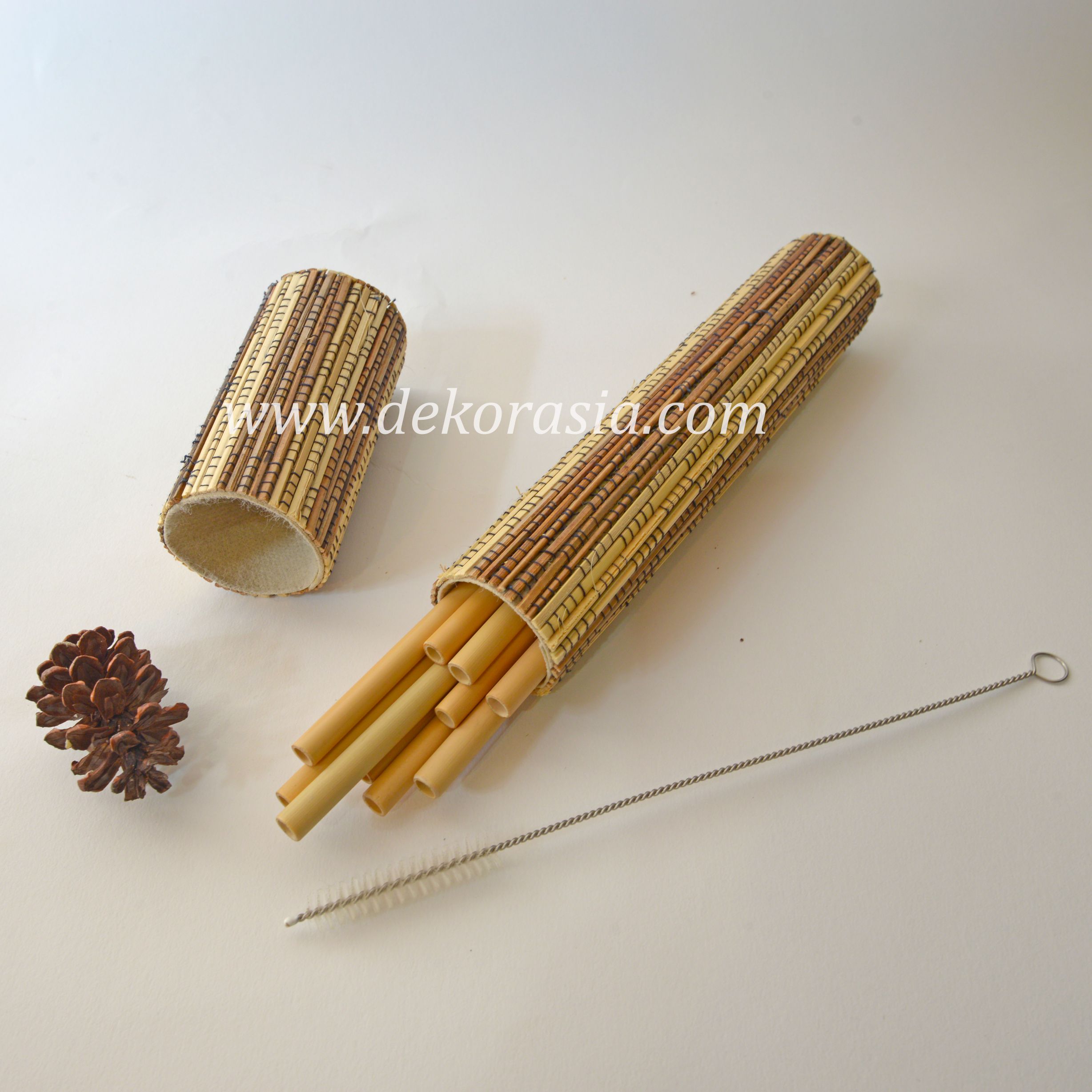 Bamboo Straw Set with Tube Pencil Case